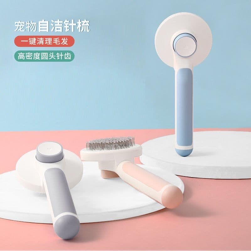 image-Pet Self-Cleaning Slicker Brush Stainless Steel Comb for Dogs Cats