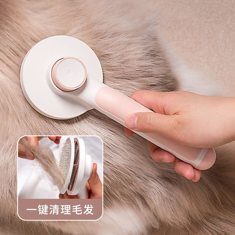 image-Pet Self-Cleaning Slicker Brush Stainless Steel Comb for Dogs Cats