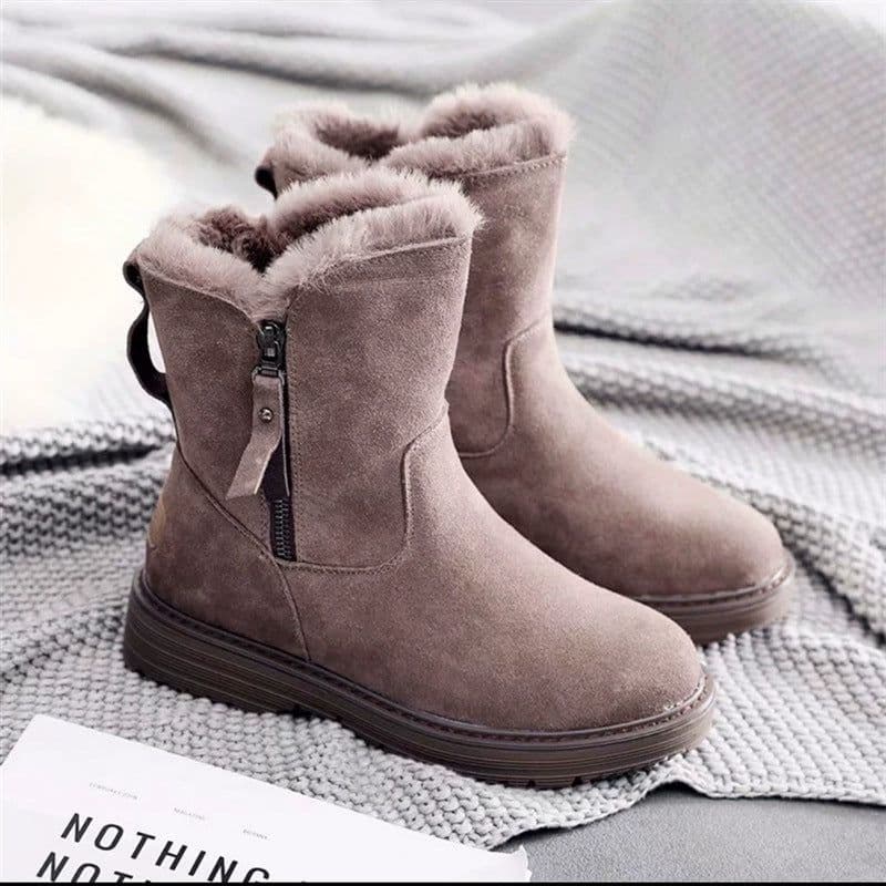 image-Women's Snow Boots Waterproof Warm Mid-Heel Winter Shoes PU Leather