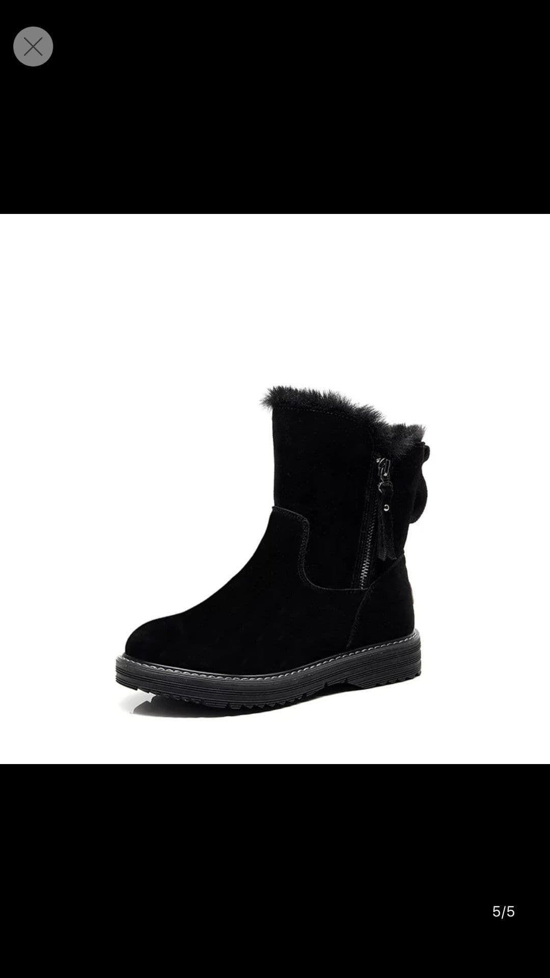 image-Women's Snow Boots Waterproof Warm Mid-Heel Winter Shoes PU Leather