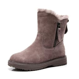 image-Women's Snow Boots Waterproof Warm Mid-Heel Winter Shoes PU Leather