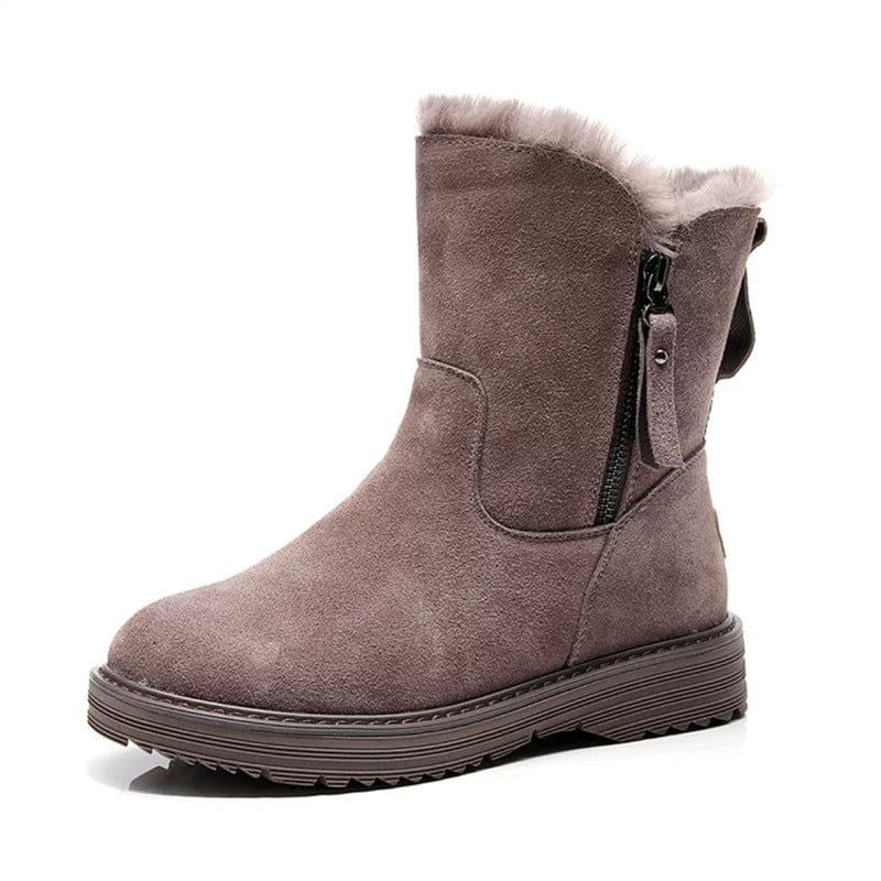 image-Women's Snow Boots Waterproof Warm Mid-Heel Winter Shoes PU Leather