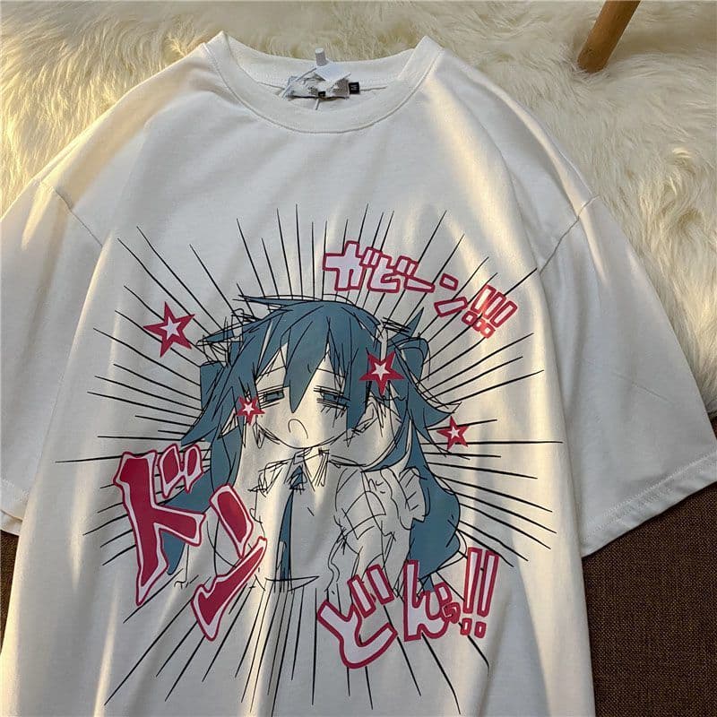 image-HOOK ON YOU Geometric Print T-Shirt Unisex Casual Short Sleeve