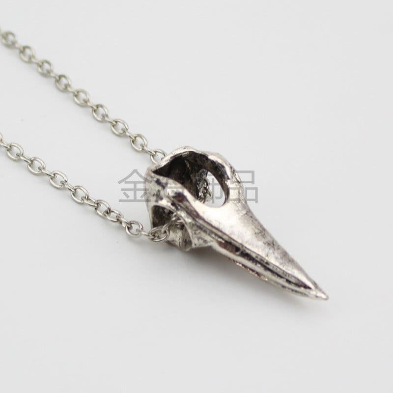 image-Gothic Punk Crow Skull Pendant Necklace Alloy Vintage Jewelry