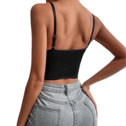 image-Sexy Black Lace Camisole Corset Top Style 9907