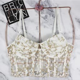 image-Women's Lace Cami Corset Top with Underwire Support