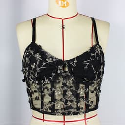 image-Women's Lace Cami Corset Top with Underwire Support