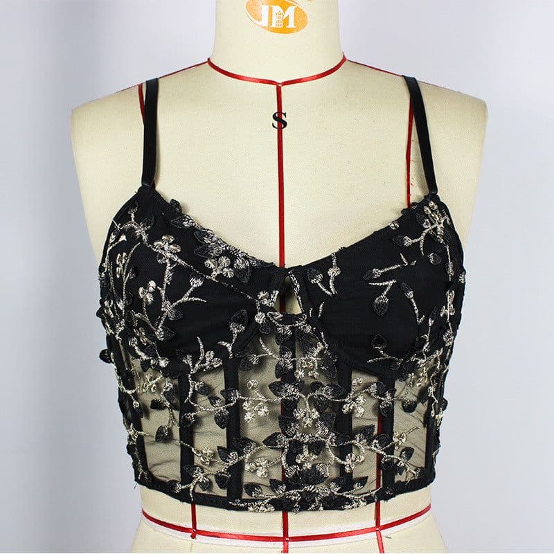 image-Women's Lace Cami Corset Top with Underwire Support