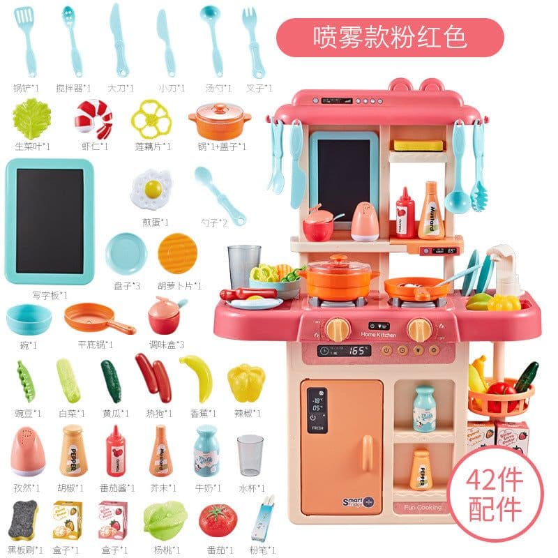 image-Baby Valley Girls Simulation Kitchen Toy Set with Spray 43-Piece