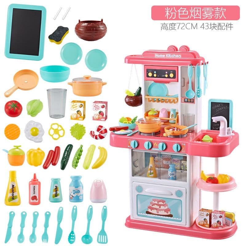 image-Baby Valley Girls Simulation Kitchen Toy Set with Spray 43-Piece