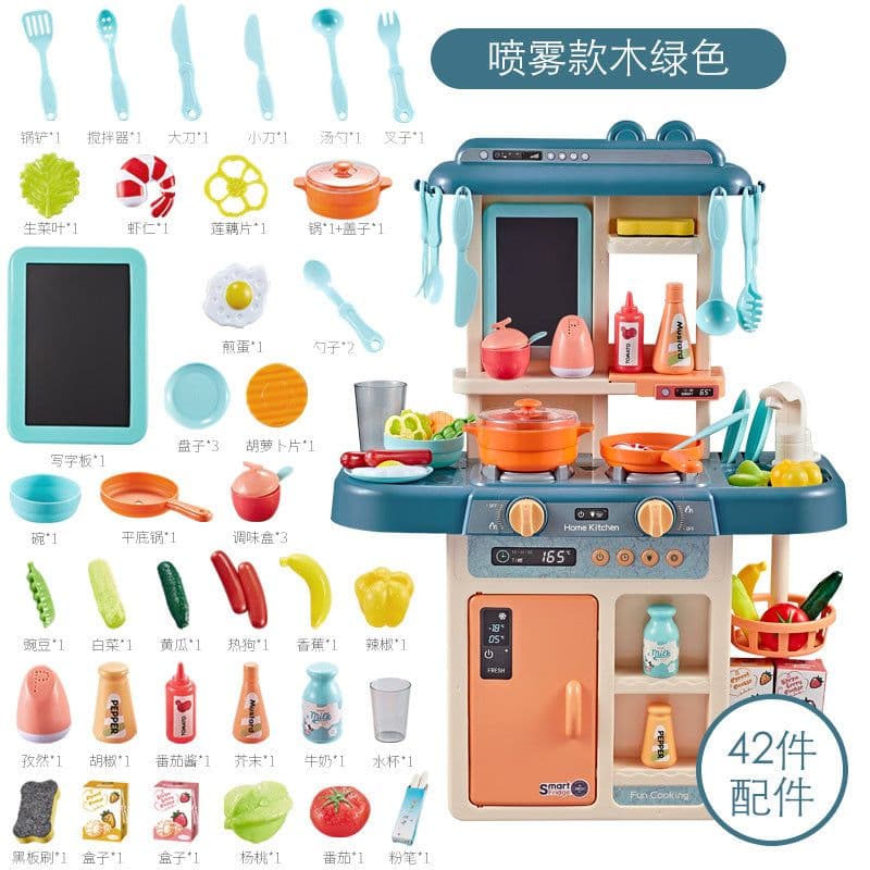 image-Baby Valley Girls Simulation Kitchen Toy Set with Spray 43-Piece
