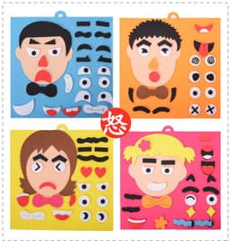 image-Children's DIY Felt Face Expression Puzzle Educational Toy 30x30cm