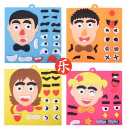 image-Children's DIY Felt Face Expression Puzzle Educational Toy 30x30cm