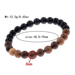 image-Natural Wood Beads Stone Bracelet Unisex Simple Round Beads B-092