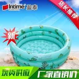 image-Intime Inflatable Baby Pool Round PVC 3-Ring with Air Pump