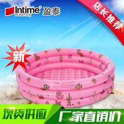 image-Intime Inflatable Baby Pool Round PVC 3-Ring with Air Pump