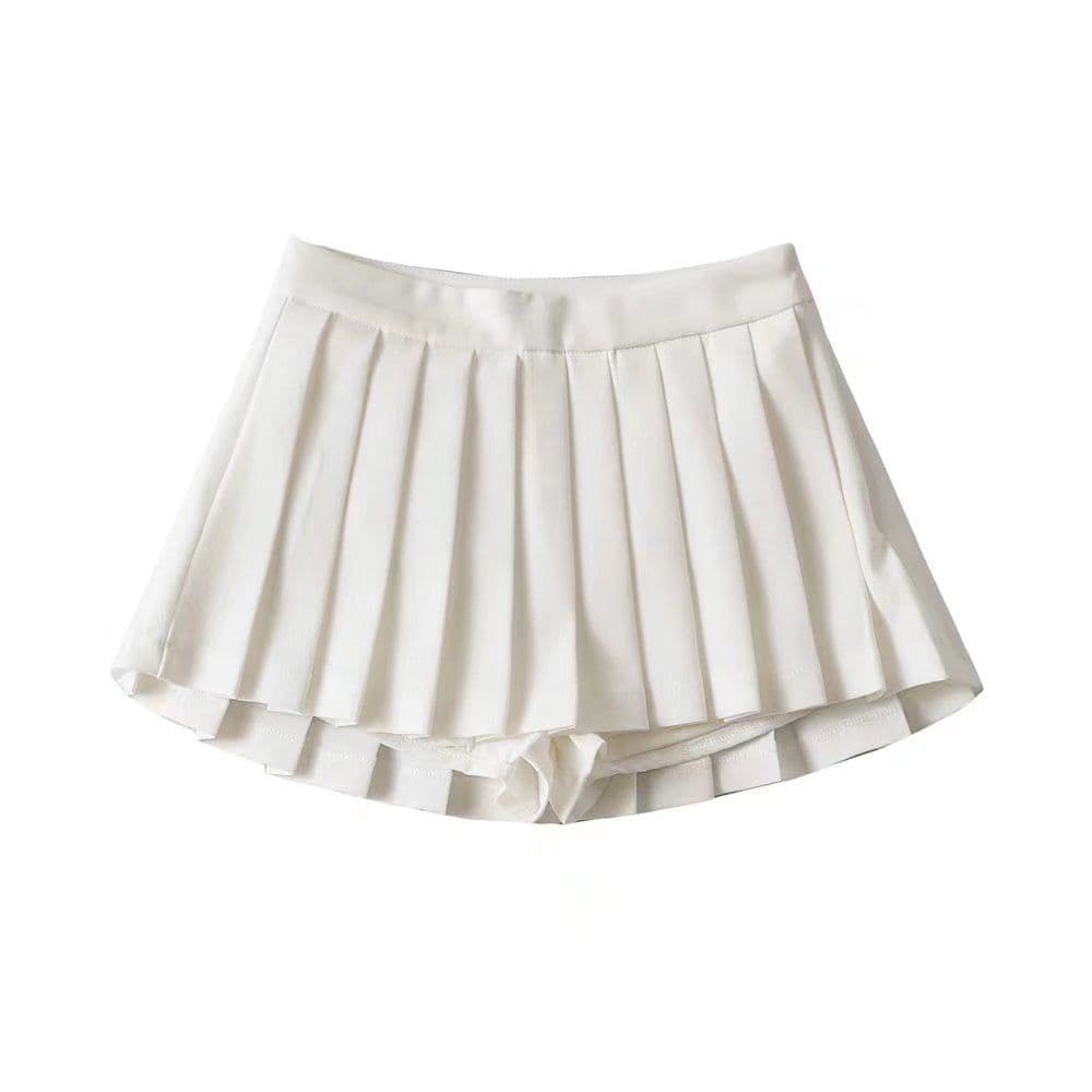 image-YPFF High-Waisted Pleated A-Line Tennis Skirt Gray Cotton