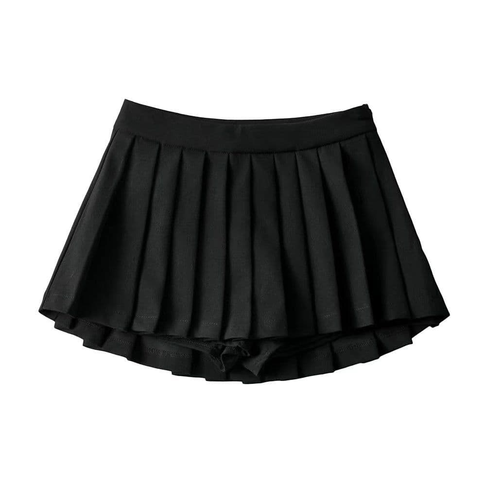 image-YPFF High-Waisted Pleated A-Line Tennis Skirt Gray Cotton