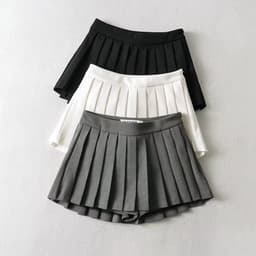 image-YPFF High-Waisted Pleated A-Line Tennis Skirt Gray Cotton