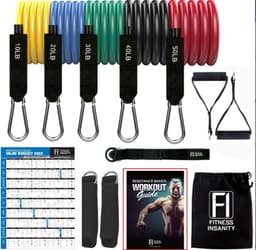image-150lb TPE Latex Resistance Bands Set 11-Piece Home Fitness