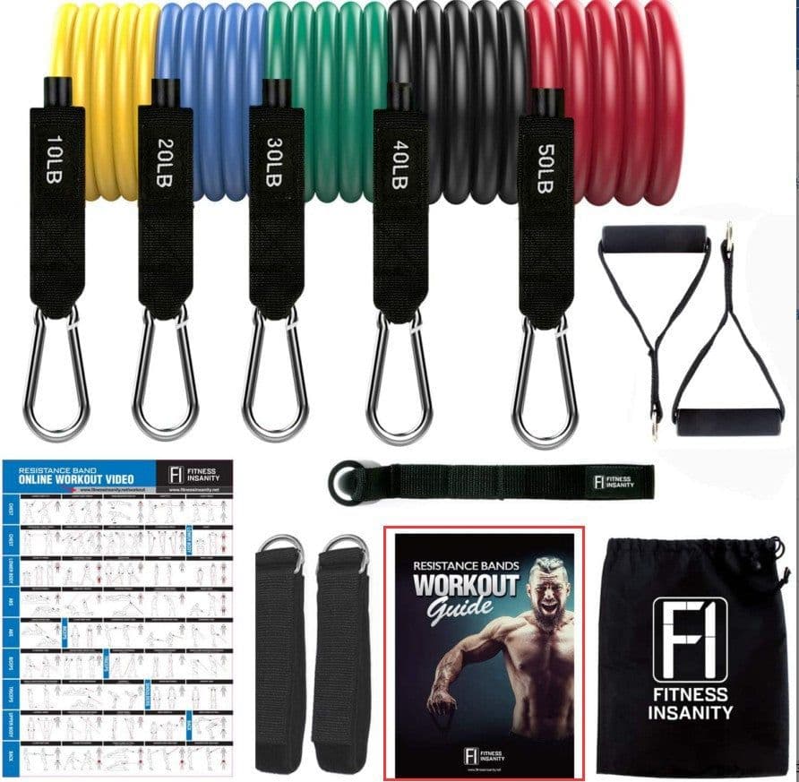 image-150lb TPE Latex Resistance Bands Set 11-Piece Home Fitness