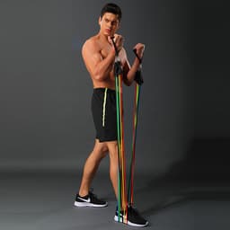 image-150lb TPE Latex Resistance Bands Set 11-Piece Home Fitness
