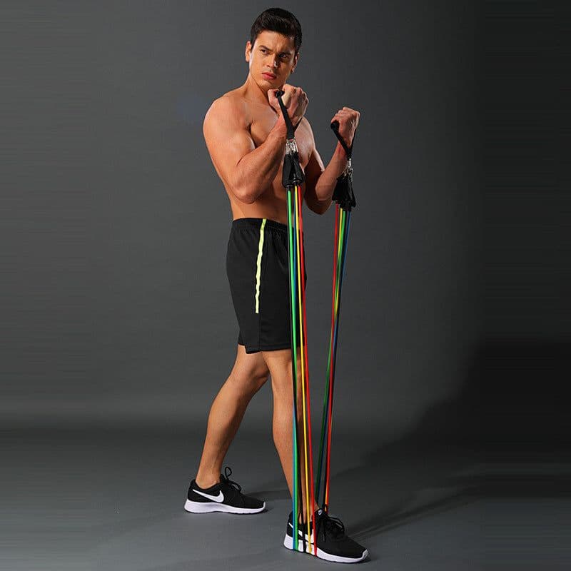 image-150lb TPE Latex Resistance Bands Set 11-Piece Home Fitness