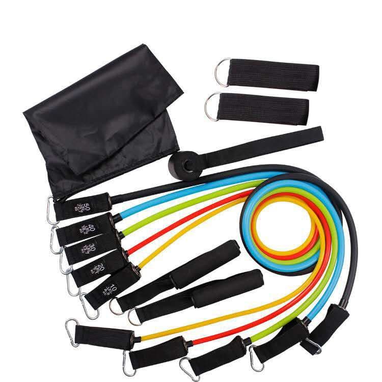 image-150lb TPE Latex Resistance Bands Set 11-Piece Home Fitness