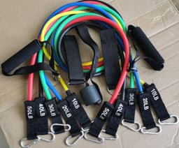 image-150lb TPE Latex Resistance Bands Set 11-Piece Home Fitness