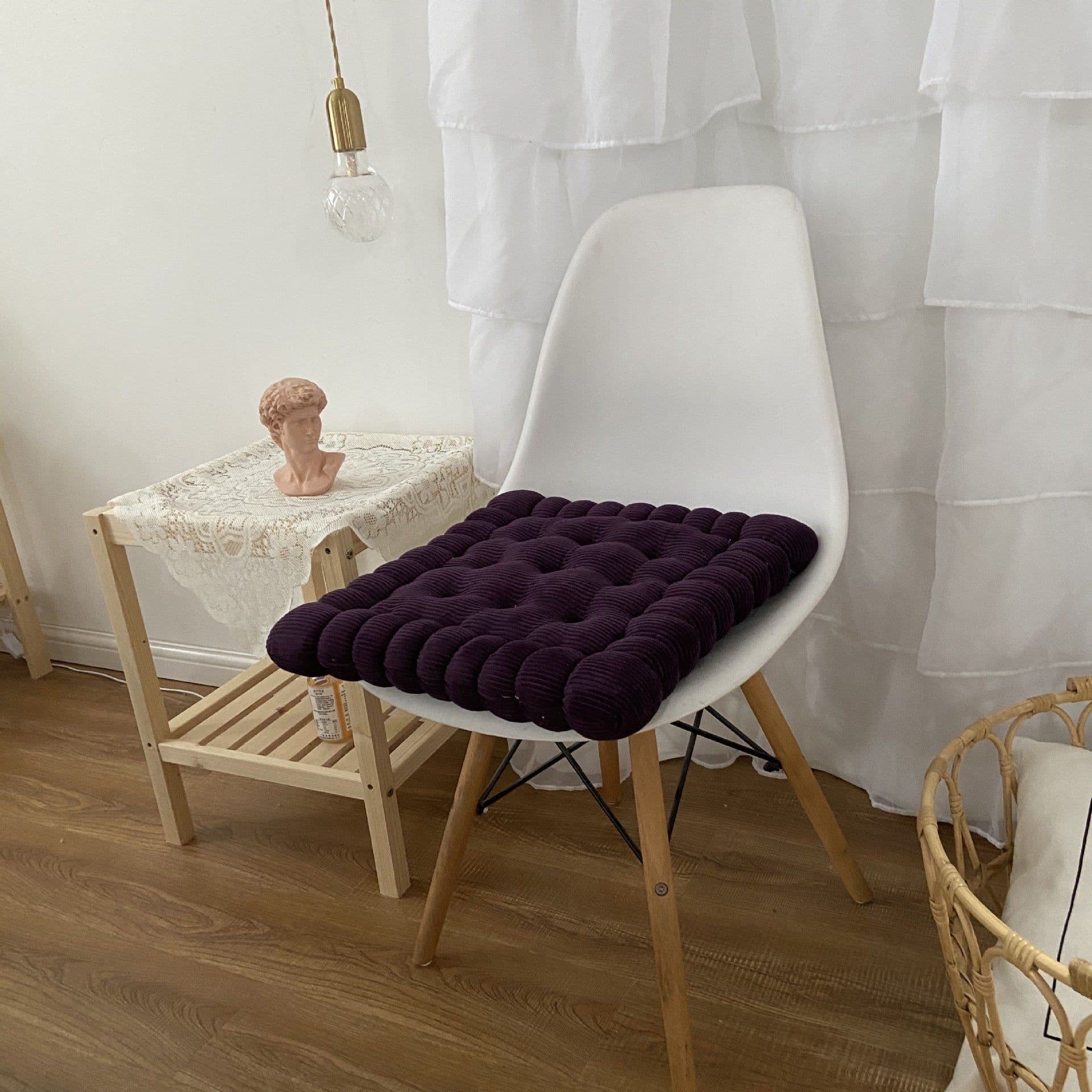 image-Corduroy Chair Cushion 40x42cm Solid Color Floor Mat Restaurant Office