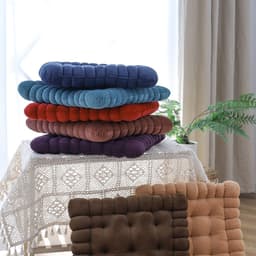 image-Corduroy Chair Cushion 40x42cm Solid Color Floor Mat Restaurant Office