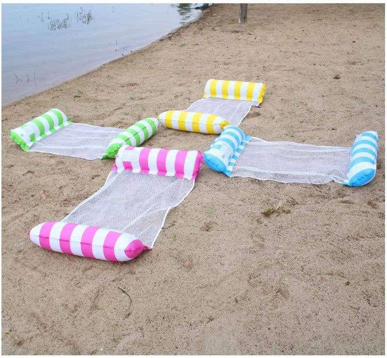 image-Inflatable Floating Hammock Pool Lounge Chair with Backrest
