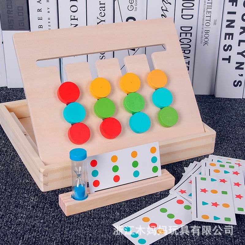 image-Children's Wooden Four-Color Fruit Logic Game Chess Ages 4-6