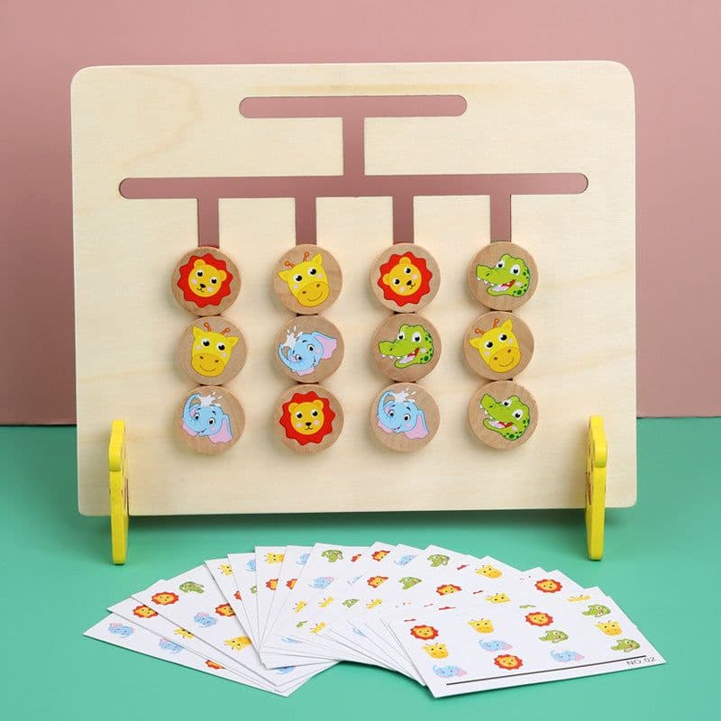 image-Children's Wooden Four-Color Fruit Logic Game Chess Ages 4-6