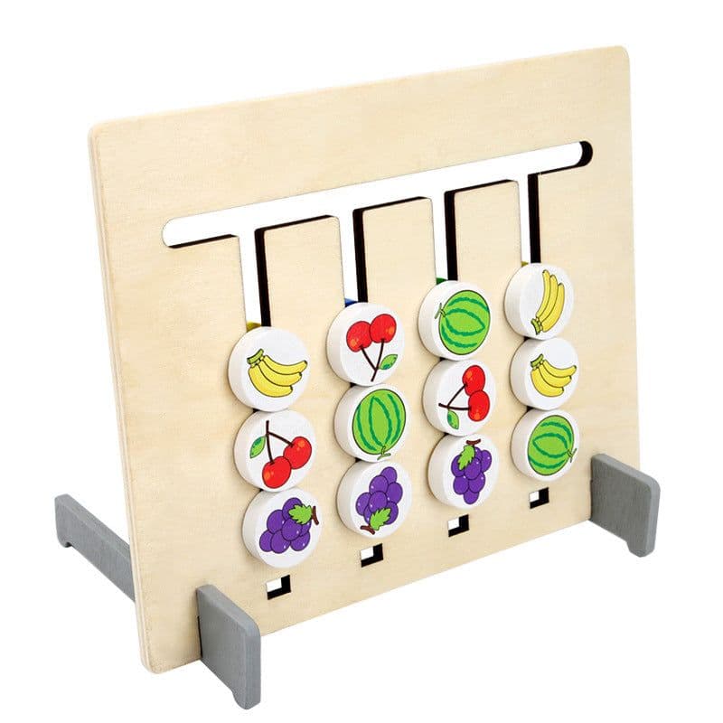 image-Children's Wooden Four-Color Fruit Logic Game Chess Ages 4-6