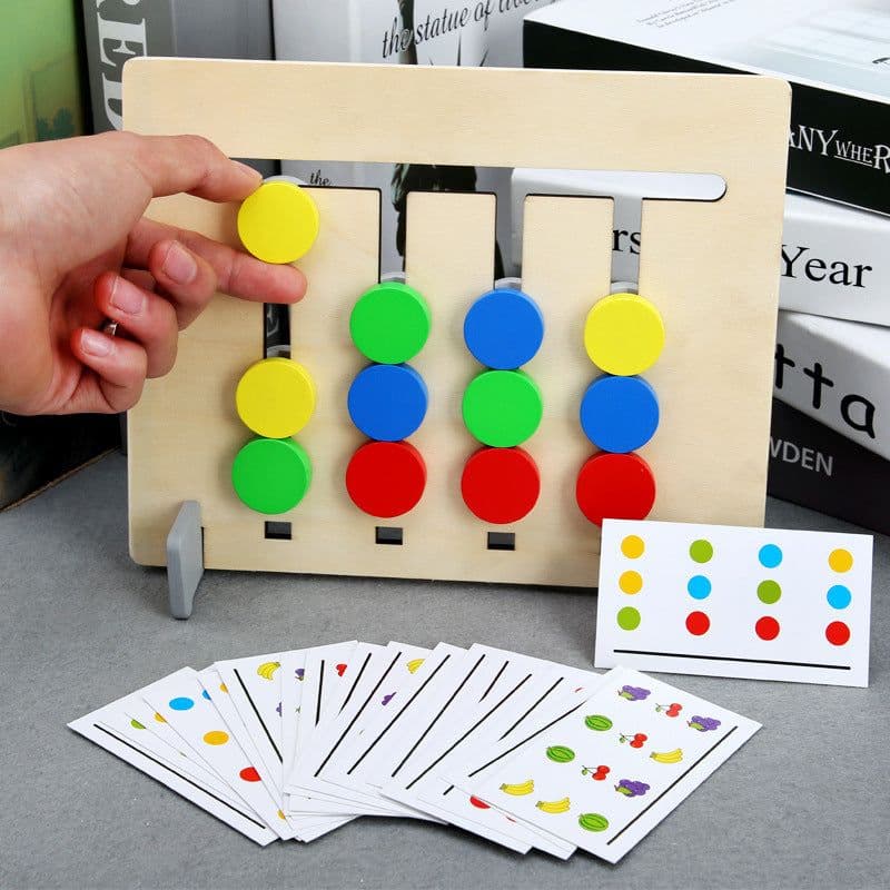 image-Children's Wooden Four-Color Fruit Logic Game Chess Ages 4-6