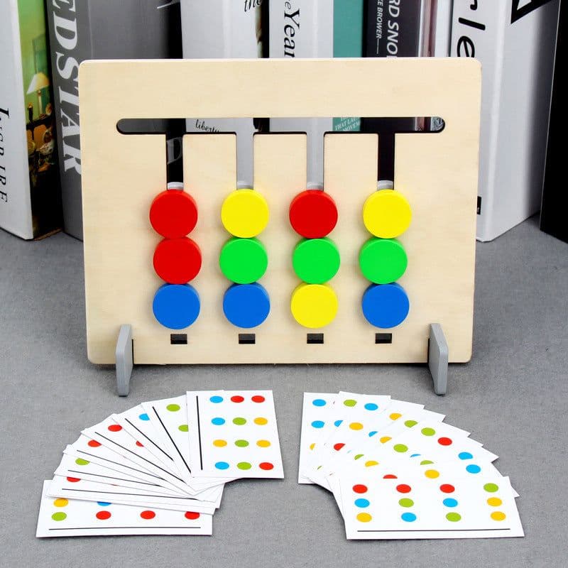 image-Children's Wooden Four-Color Fruit Logic Game Chess Ages 4-6