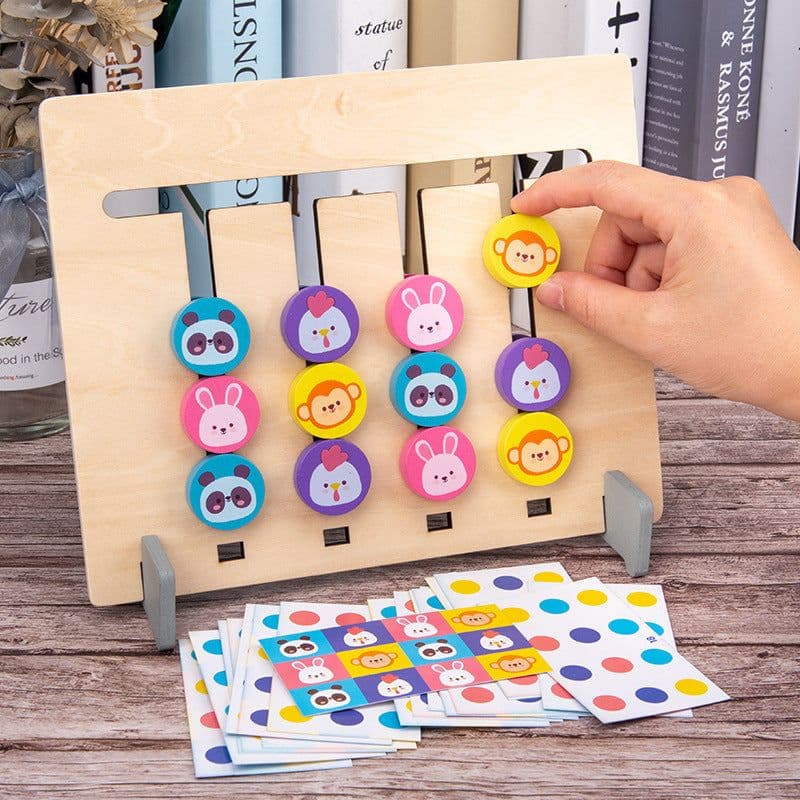 image-Children's Wooden Four-Color Fruit Logic Game Chess Ages 4-6