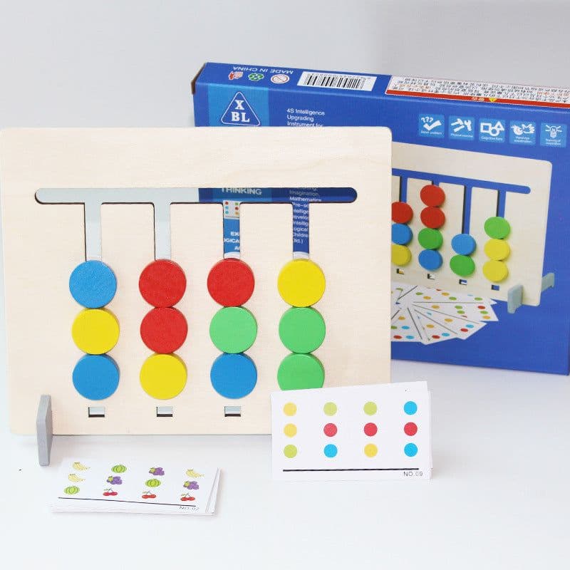 image-Children's Wooden Four-Color Fruit Logic Game Chess Ages 4-6
