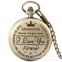 image-Roman Numeral Quartz Pocket Watch with Chain Silver 45mm