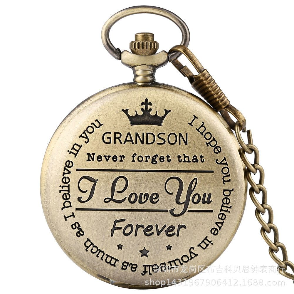 image-Roman Numeral Quartz Pocket Watch with Chain Silver 45mm