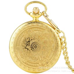 image-Roman Numeral Quartz Pocket Watch with Chain Silver 45mm