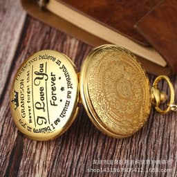 image-Roman Numeral Quartz Pocket Watch with Chain Silver 45mm