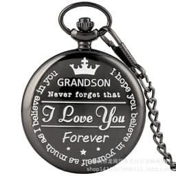 image-Roman Numeral Quartz Pocket Watch with Chain Silver 45mm