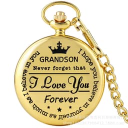 image-Roman Numeral Quartz Pocket Watch with Chain Silver 45mm