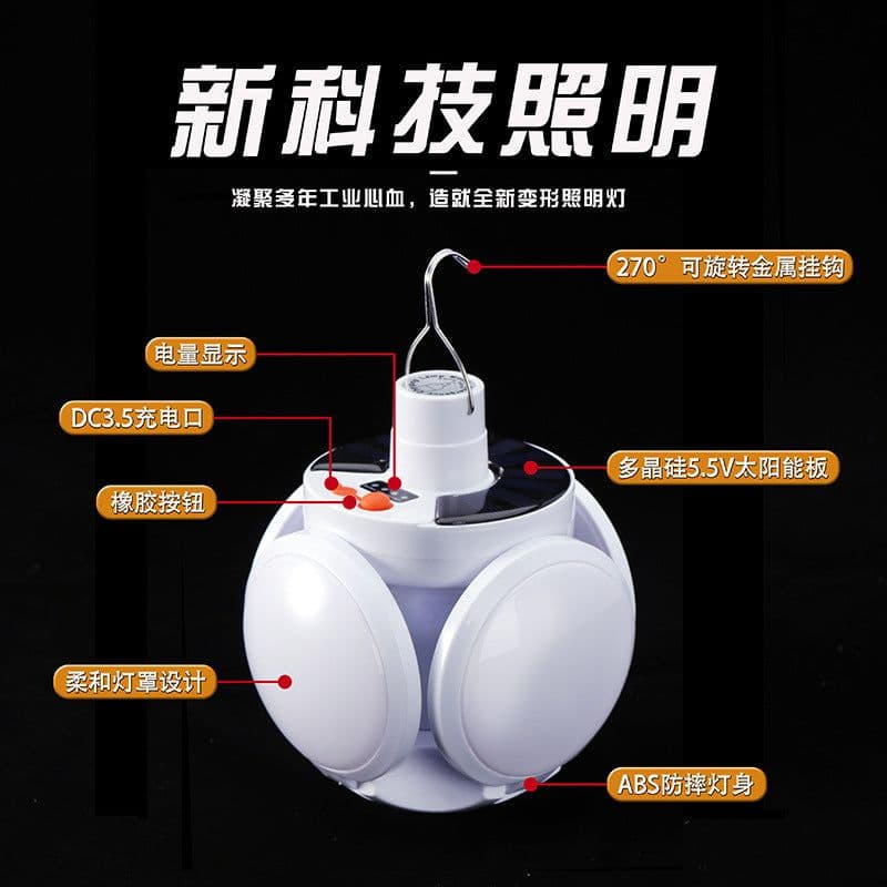 image-Solar LED Outdoor Light KQ-2029 20W Camping Emergency Stall Light