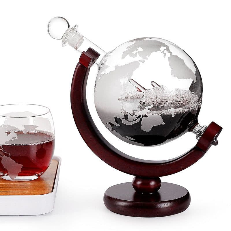 image-Borosilicate Glass Wine Bottle Decanter with Wooden Frame