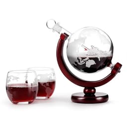 image-Borosilicate Glass Wine Bottle Decanter with Wooden Frame