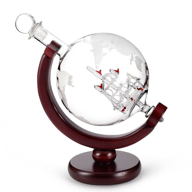 image-Borosilicate Glass Wine Bottle Decanter with Wooden Frame
