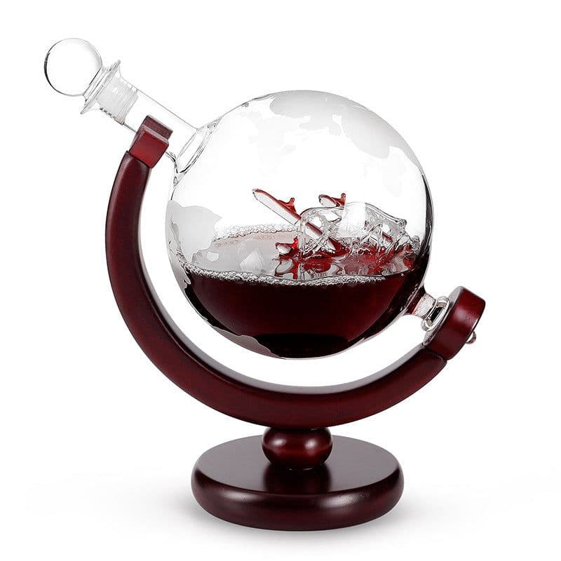 image-Borosilicate Glass Wine Bottle Decanter with Wooden Frame